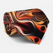 Abstract Fractal Gold Oranje Black Stropdas (Opgerold)