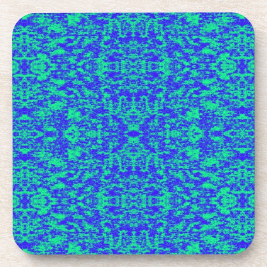 Abstract fractal in blauw en groen bier onderzetter (Voorkant)
