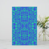 Abstract fractal in blauw en groen briefpapier (Staand voorkant)