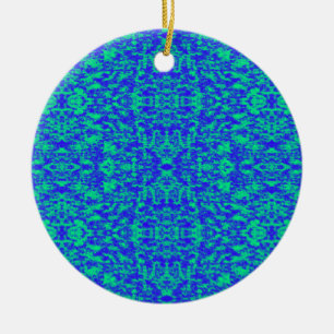 Abstract fractal in blauw en groen keramisch ornament