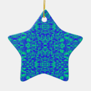 Abstract fractal in blauw en groen keramisch ornament