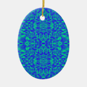 Abstract fractal in blauw en groen keramisch ornament