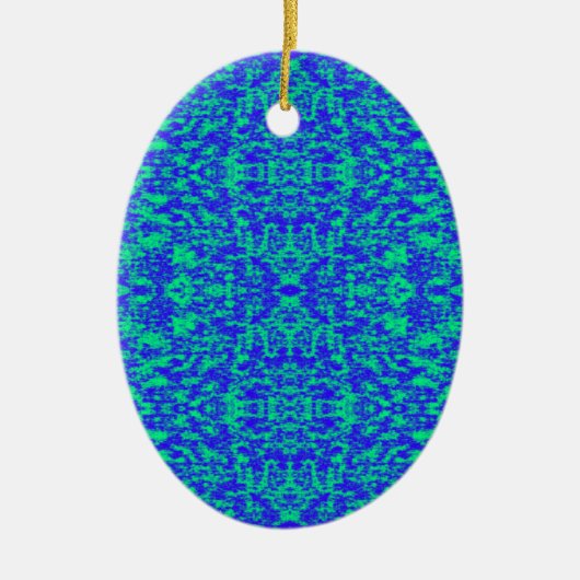 Abstract fractal in blauw en groen keramisch ornament (Voorkant)