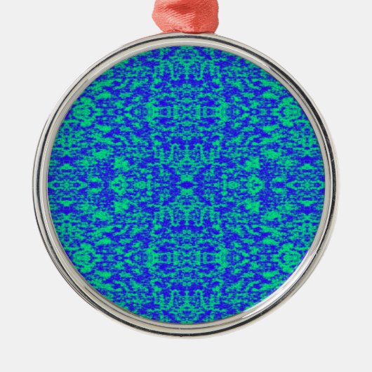 Abstract fractal in blauw en groen metalen ornament (Voorkant)