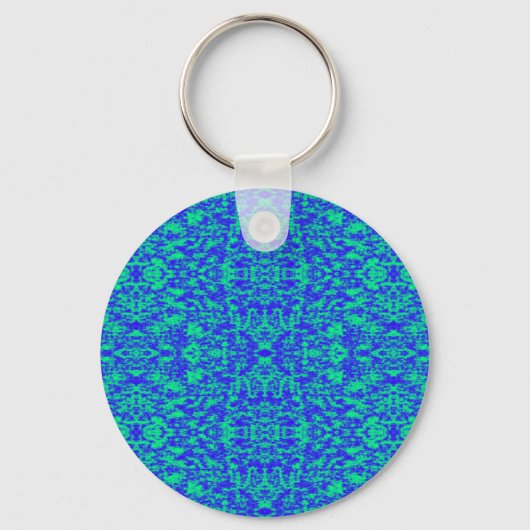Abstract fractal in blauw en groen sleutelhanger (Voorkant)