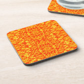 Abstract fractal in rood en Oranje Bier Onderzetter (Linkerzijde)