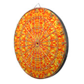 Abstract fractal in rood en Oranje Dartbord (Voorkant Rechts)
