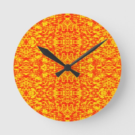 Abstract fractal in rood en Oranje Ronde Klok (Voorkant)