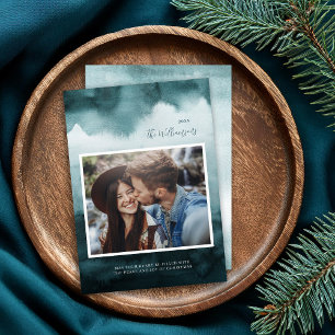 Abstract Frost Modern Christmas-fotokaart Feestdagenkaart