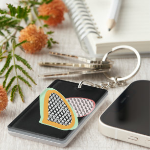 Abstract Fruit Papaja Drakenfruit Patroon Sleutelhanger