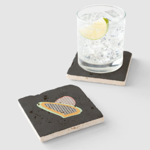 Abstract Fruit Papaja Drakenfruit Patroon Stenen Onderzetter