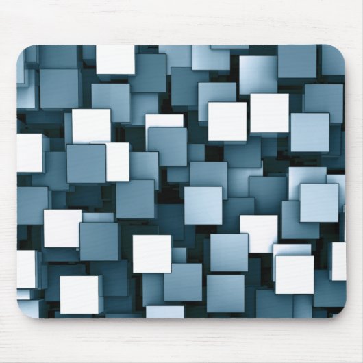 Abstract Futuristic Blue Cube Voxel Pattern Muismat (Voorkant)