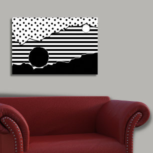 Abstract gebarsten zwart-wit draaikolk poster