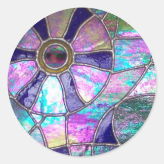Abstract gebrandschilderd glas Chameleon Eye Ronde Sticker