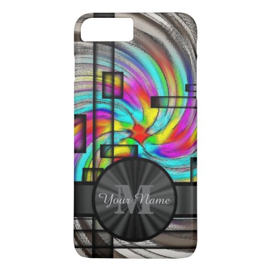 Abstract gebrandschilderd glas en monogram Case-Mate iPhone case (Achterkant)
