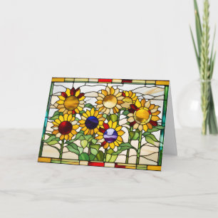 Abstract gebrandschilderde zonnebloemen kaart