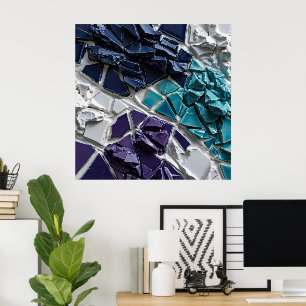 Abstract gebroken keramische tegel mozaïek met gla poster