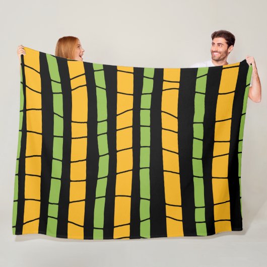 Abstract gebroken strepen fleece deken (In situ)