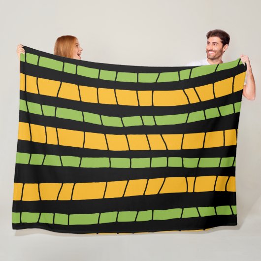 Abstract gebroken strepen fleece deken (In situ)
