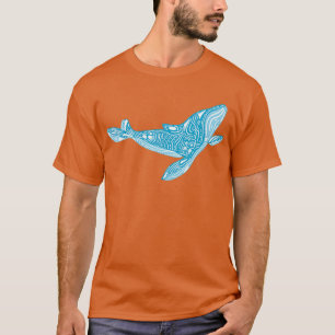 Abstract gedecormeerd walvisontwerp t-shirt