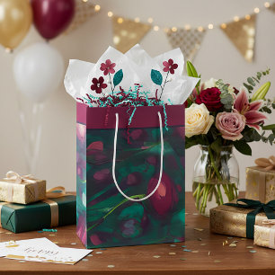Abstract gedempte rode rozen middelgrote cadeautas