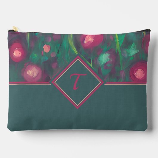 Abstract gedempte rode rozen monogram etui (Voorkant)