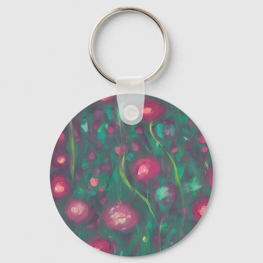 Abstract gedempte rode rozen sleutelhanger (Voorkant)