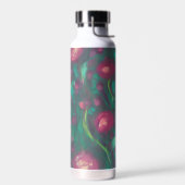 Abstract gedempte rode rozen waterfles (Links)