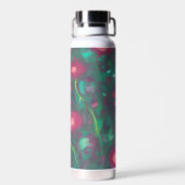 Abstract gedempte rode rozen waterfles (Achterkant)