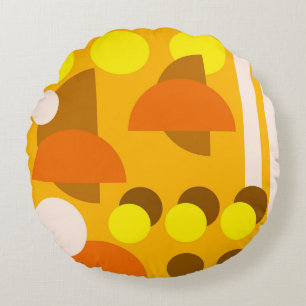 Abstract Geel Beige Bruin Rond Kussen