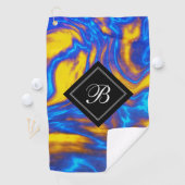 Abstract Geel Blauw Paars Vloeibaar Marmer Golfhanddoek (Insitu)