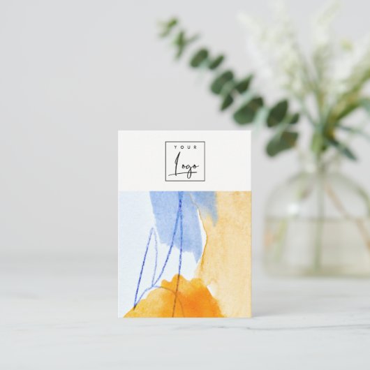 Abstract Geel Blauw Waterverf Logo Blank Sieraden Visitekaartje (Staand voorkant)
