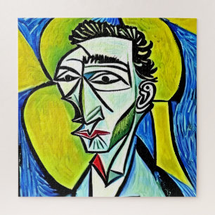 Abstract Geel en Blauw Art Man Legpuzzel