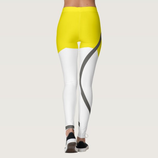 Abstract geel grijs-witminimalisme leggings (Achterkant)