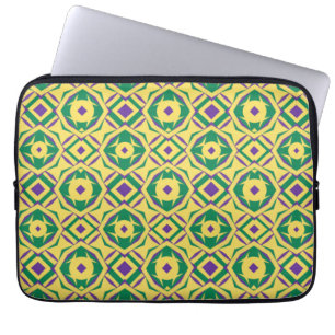 Abstract Geel Groen Paarse Patroon met Diamanten Laptop Sleeve