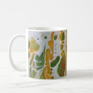 Abstract geel, koper en groen koffiemok
