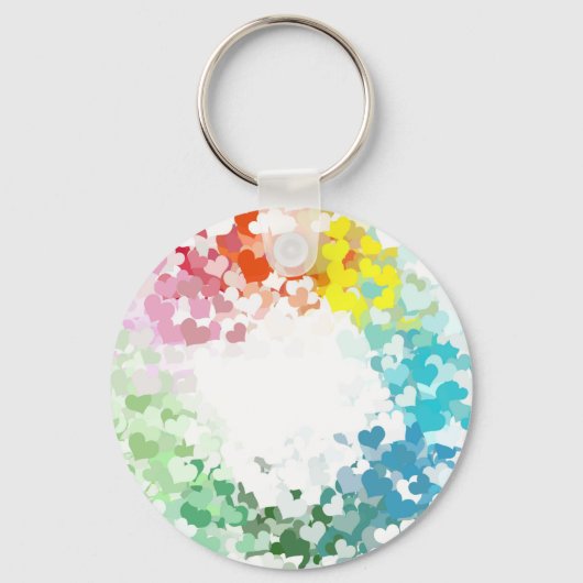 Abstract Geel Oranje Blauw Roze Rood Geest Sleutelhanger (Voorkant)
