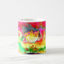 Abstract geel roze waterverf bloemenschilderij