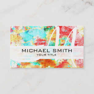 Abstract gekleurd modern monogram #9 visitekaartje