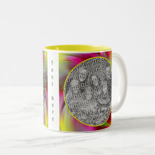 Abstract gekleurd swirls Lijst Uw foto toevoegen Tweekleurige Koffiemok