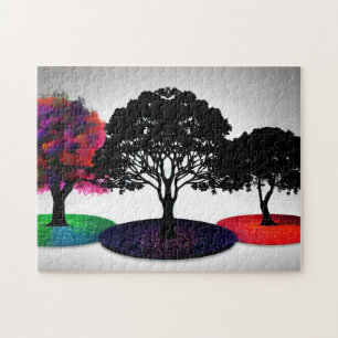 Abstract gekleurde herfstbladeren op witte achterg legpuzzel