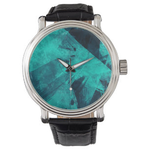 Abstract gekookte blauwe kunst horloge