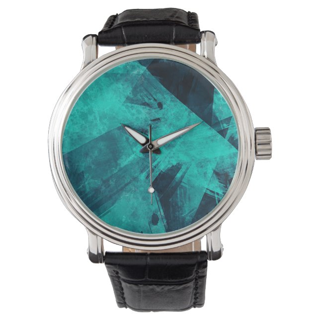 Abstract gekookte blauwe kunst horloge (Voorkant)