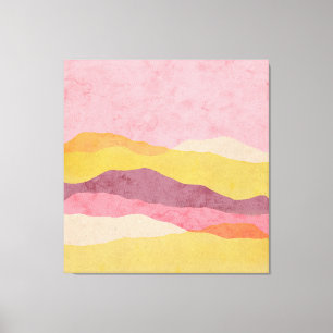 Abstract gelaagd papierlandschap in warme tinten canvas afdruk