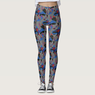 Abstract gelaagde vormgeving met vrije vormkleuren leggings