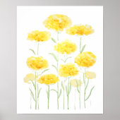 abstract gele gewone garnalenbloemen waterverf 1 poster (Voorkant)