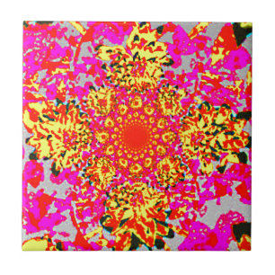 Abstract gele roze Floral Dahlia Flower Pattern Tegeltje