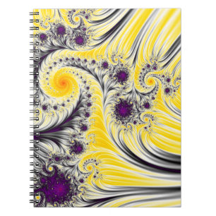 Abstract gele zilverkleurige fractale kunst notitieboek