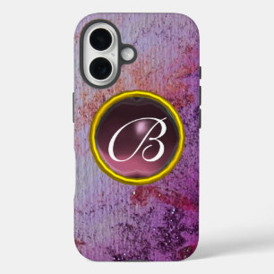 ABSTRACT GEM MONOGRAM paars iPhone 16 Hoesje