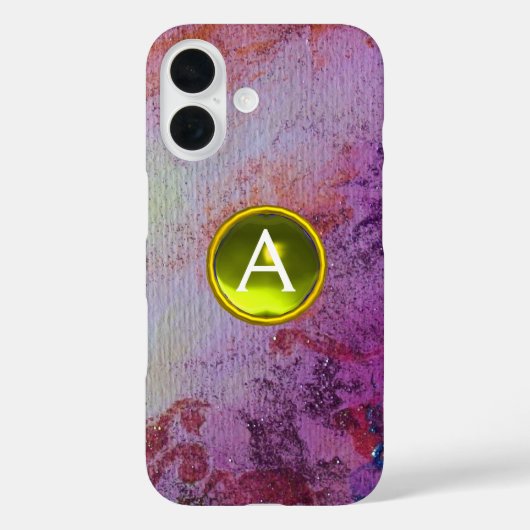 ABSTRACT GEM MONOGRAM paars geel Case-Mate iPhone Case (Achterkant)